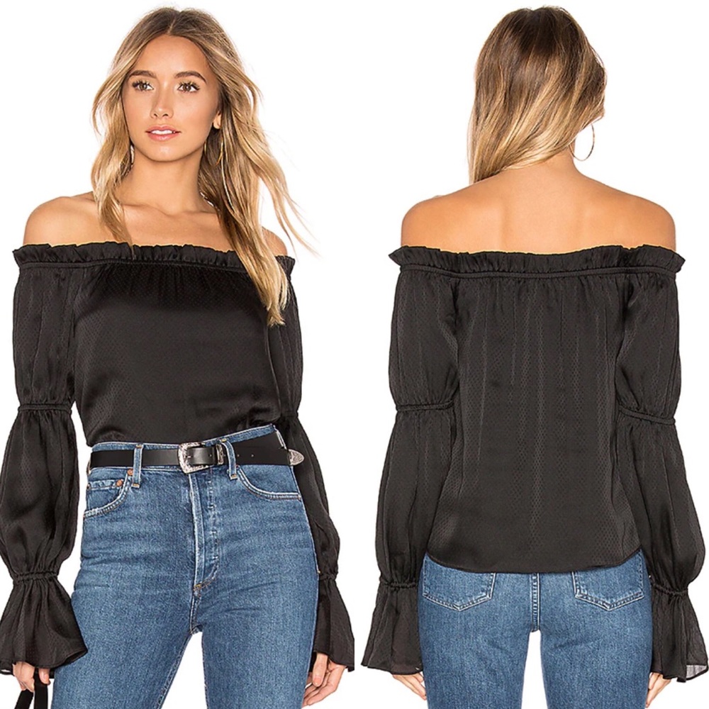 Superdown tina off shoulder blouse black